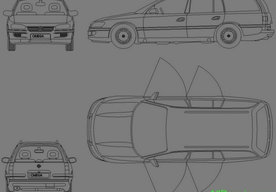 Opel Omega Wagon (Опель Омега Универсал) - чертежи (рисунки) автомобиля